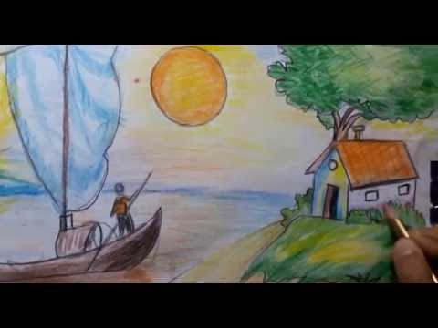 رسم منظر طبيعي سهل للاطفال - اسهل رسومات للاطفال 3659